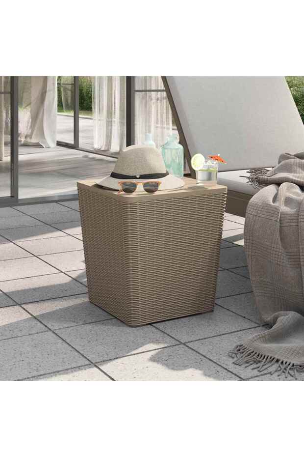Garden Table with Removable Lid Light Brown Polypropylene