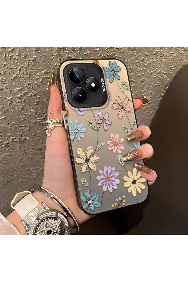 حافظة هاتف متوافقة مع Realme Note 50، مزينة بنمط زهور أنيق، ومضادة للسقوط.