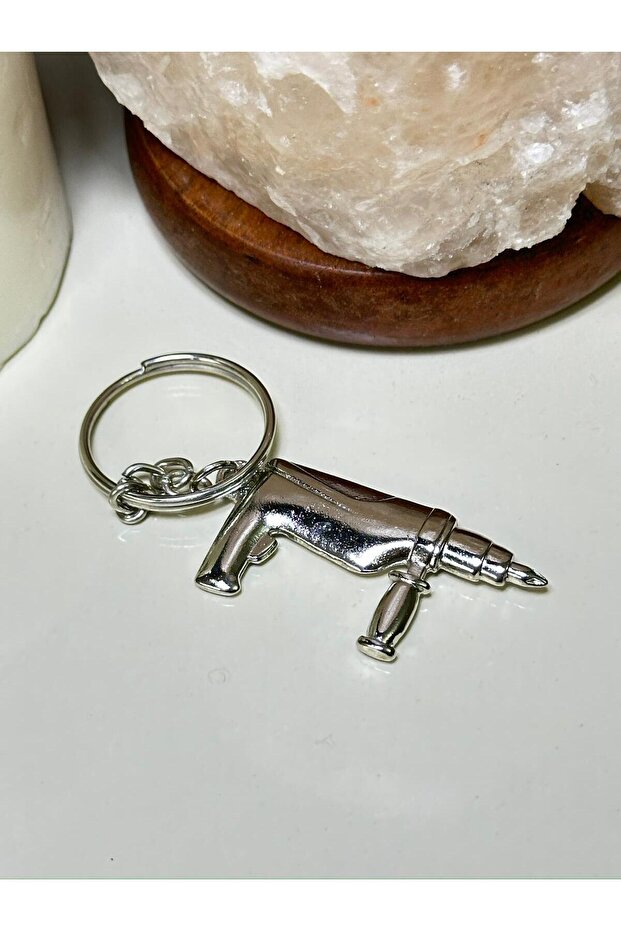 Drill Design Silver Color Metal Keychain