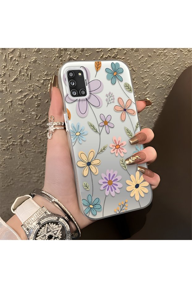 Samsung Galaxy A31 Compatible Chic Flower Pattern Anti-Drop Protective Phone Case