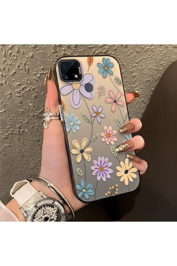 Realme C15/C25/C25S Compatible Stylish Floral Pattern Anti-Drop Phone Case