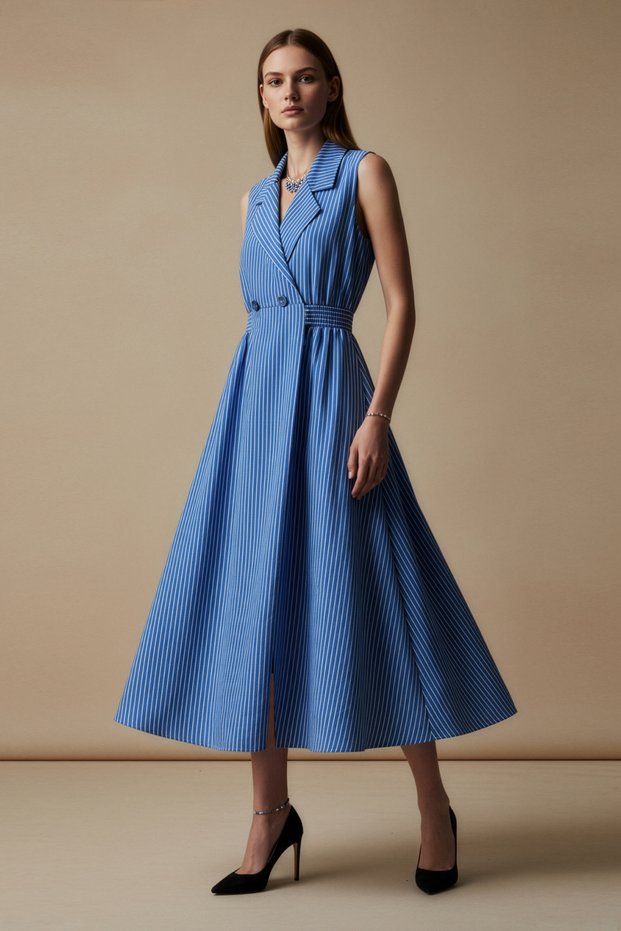 Women's Dress Sleeveless Shirt Dress Summer Dress Midi Dress Stylish Casual Blue Slit A-Line