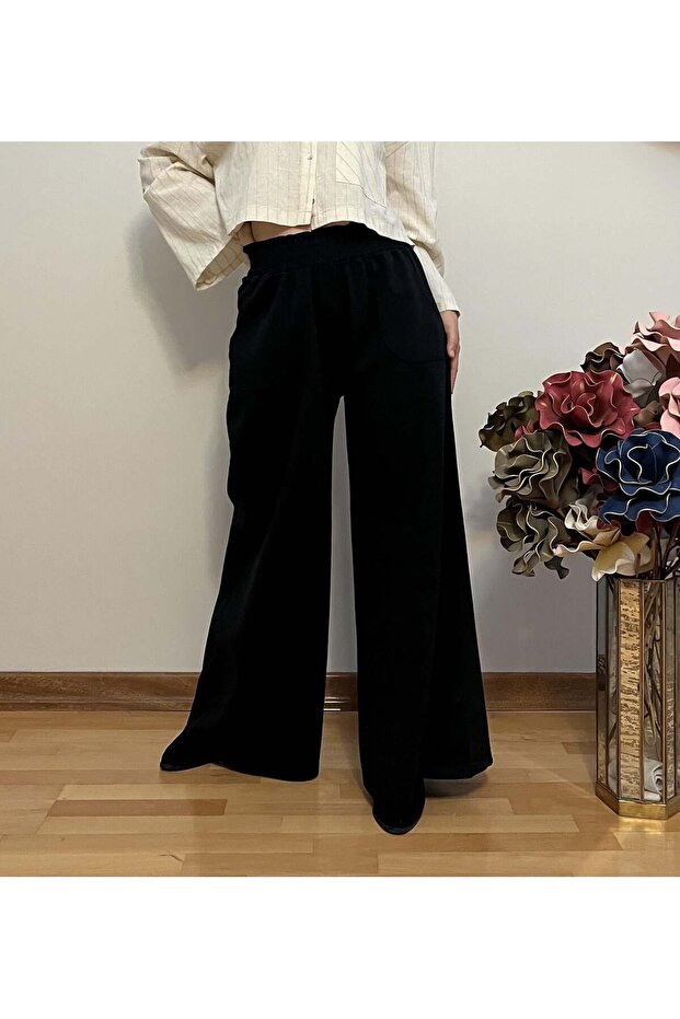 Women's High-Waisted Spanish-Cut Cotton Trousers – Comfortable Fit Casual Stylish Wide-Leg Pants