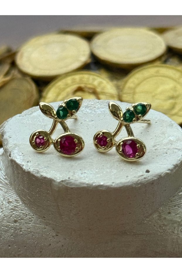 Juping Zircon Stone Cherry Figure Cicili Studded Girl's Earrings