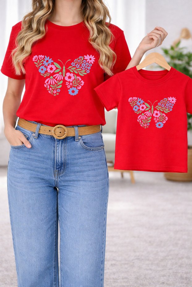 T-Shirt Mother Daughter Combination Oversize – Mother & Child Twin Printed T-Shirt (Single Price)