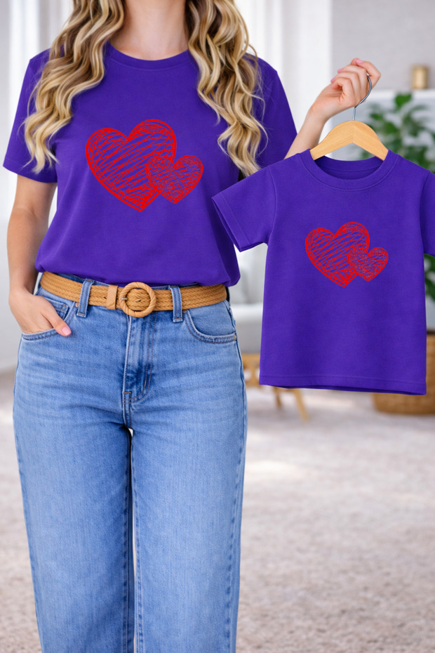 T-Shirt Mother Daughter Combination Oversize – Mother & Child Twin Printed T-Shirt (Single Price)