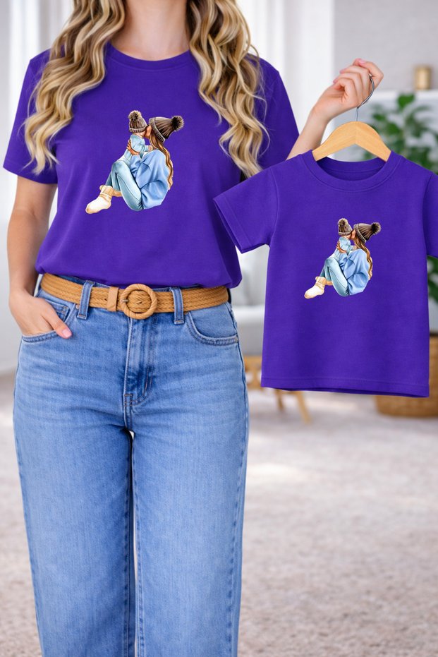 T-Shirt Mother Daughter Combination Oversize – Mother & Child Twin Printed T-Shirt (Single Price)