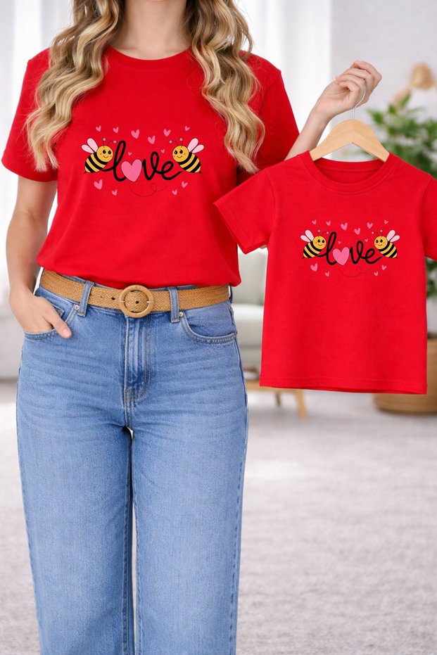 T-Shirt Mother Daughter Combination Oversize – Mother & Child Twin Printed T-Shirt (Single Price)