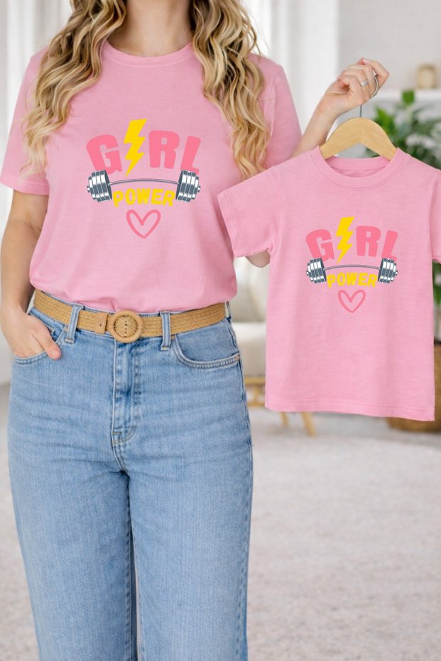 T-Shirt Mother Daughter Combination Oversize – Mother & Child Twin Printed T-Shirt (Single Price)