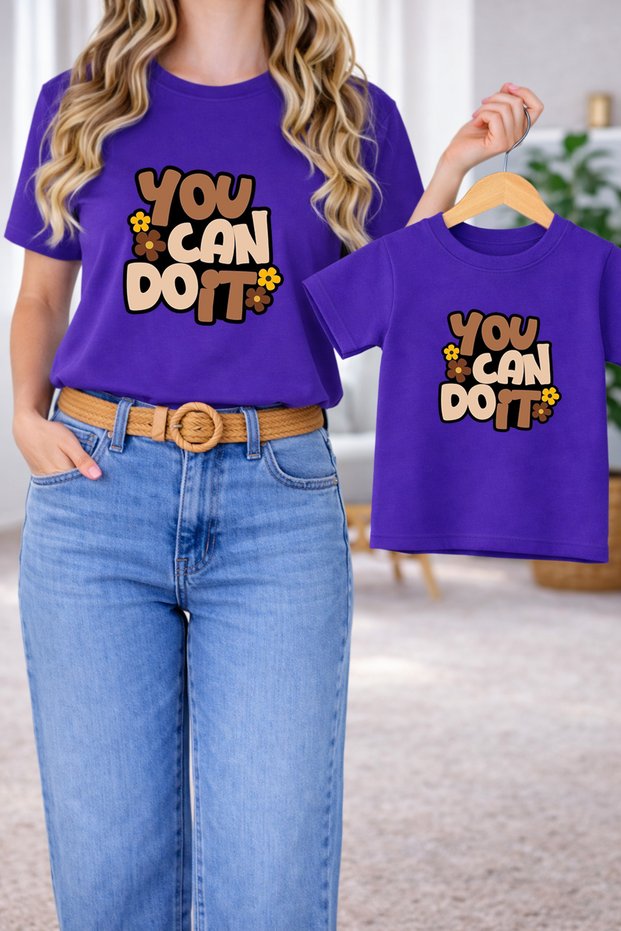T-Shirt Mother Daughter Combination Oversize – Mother & Child Twin Printed T-Shirt (Single Price)