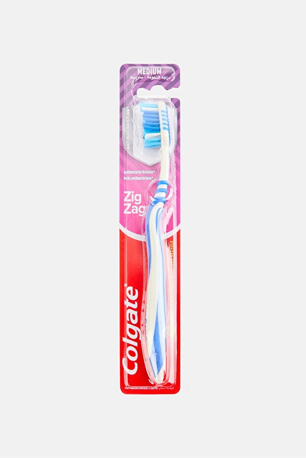Zigzag Flexible Medium Toothbrush With Tongue Cleaner 1 Pcs, Assorted