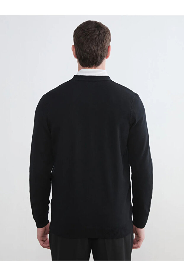 Black Standard Fit Men's Knit Cardigan