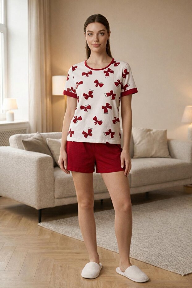 Sowa Ribbon Love Cotton Pajama Set – Red