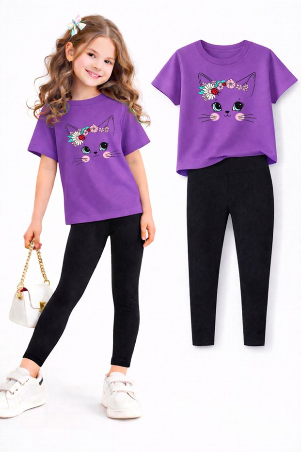 Girl's Leggings and T-Shirt Set/ Mother-Daughter Matching Outfit