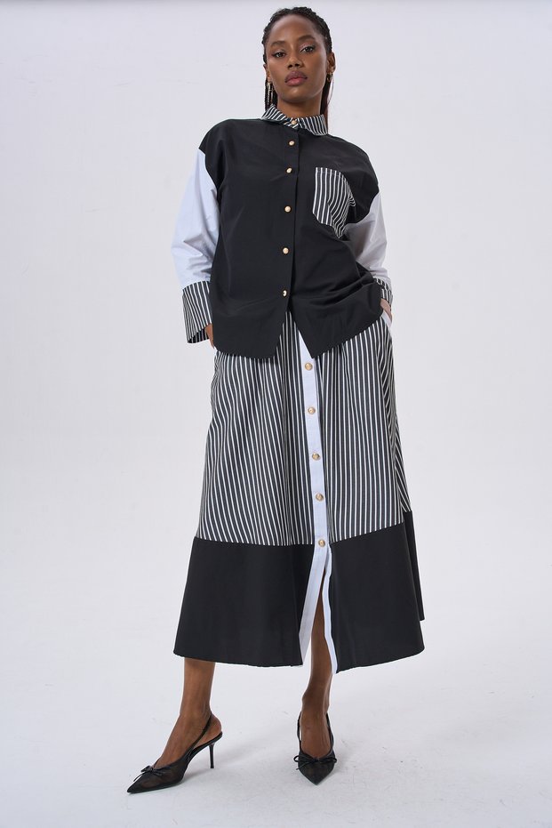 Garneli Striped Stylish Women's Skirt Suit