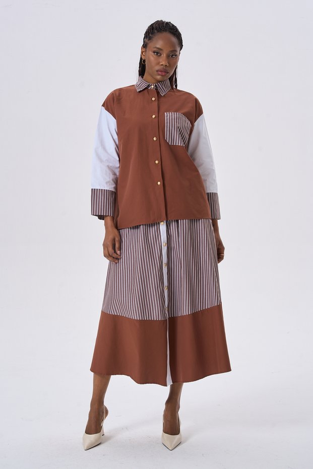 Garneli Striped Stylish Women's Skirt Suit