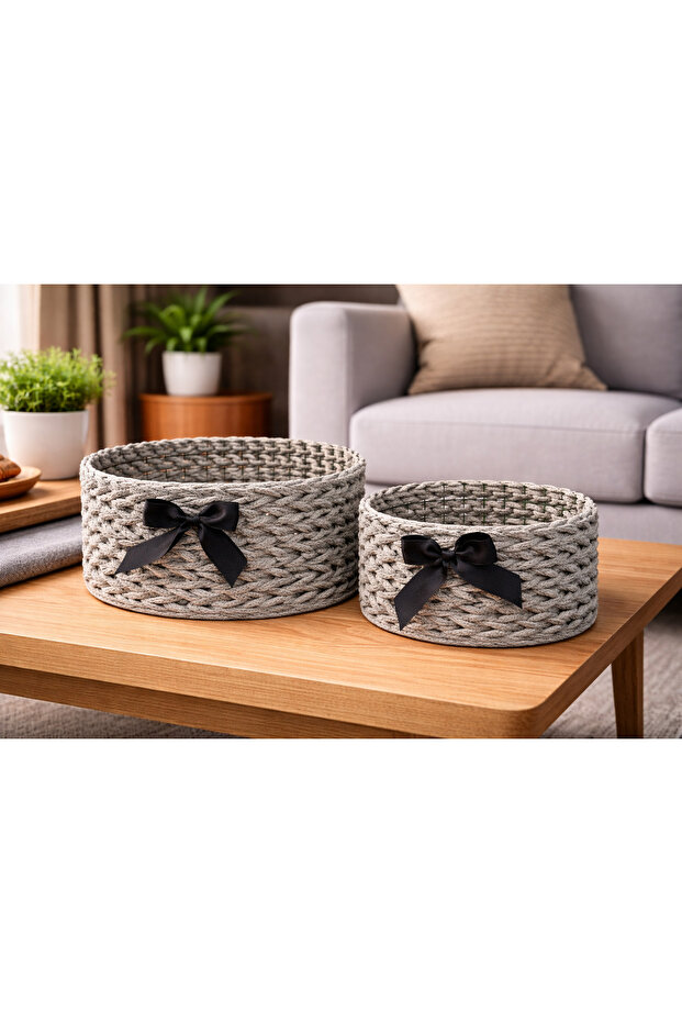 Set of 2 Decorative Baskets / Multi-Purpose Basket Set
