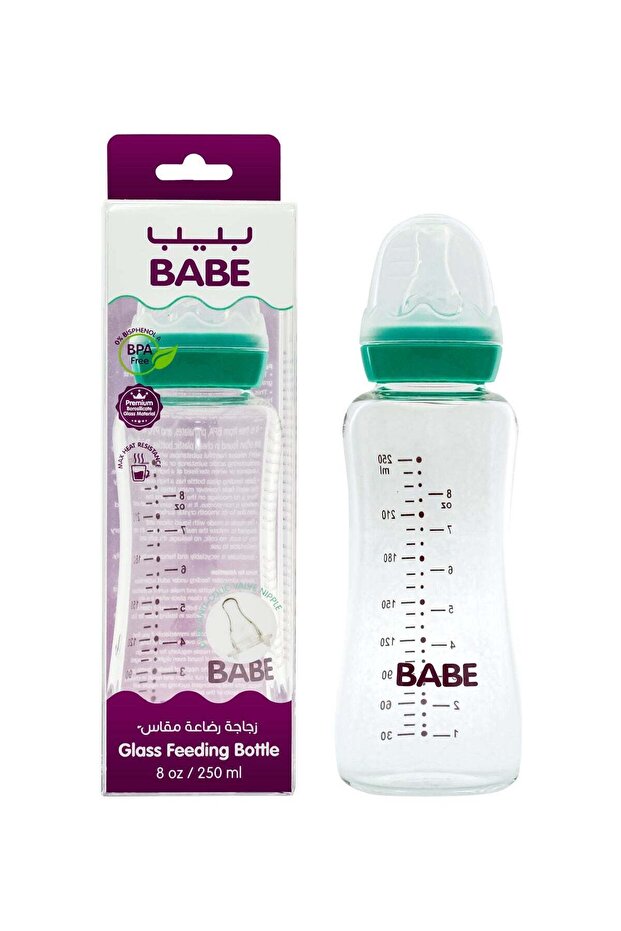 - Baby Premium Glass BPA Free Feeding Bottle, 8oz / 250ml