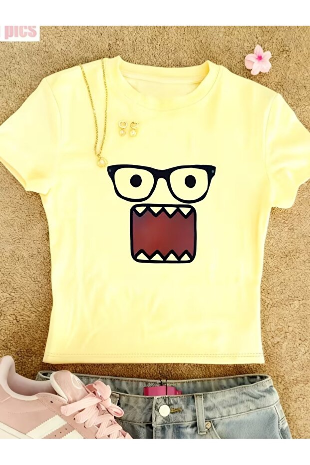Kemer Boy Domo Kun Wombat Glasses Characters Crop Blouse