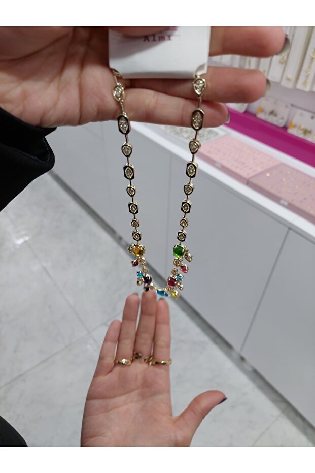 Renkli Taşlı Şık Kolye