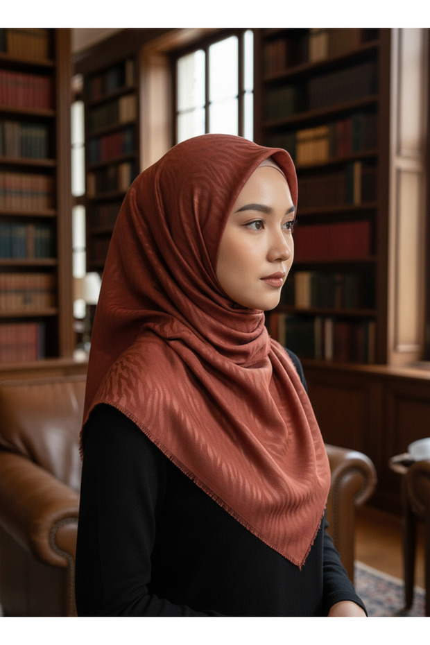 Zebra Patterned Jacquard Scarf – Soft Textured, Non-Slip, Casual and Stylish Hijab Scarf 100 X 100 cm