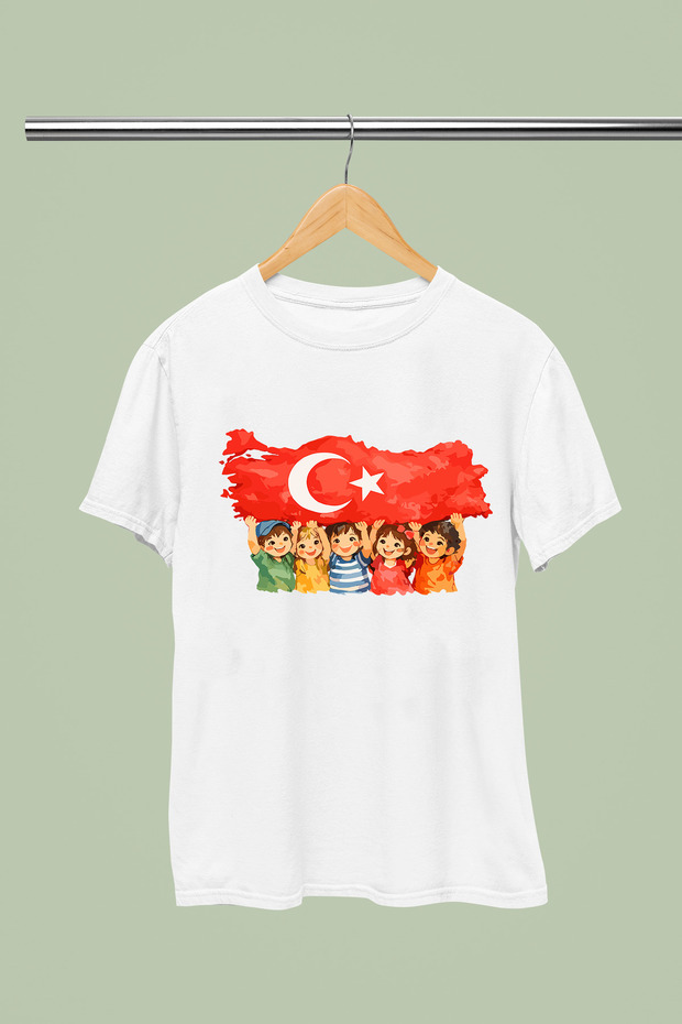 23 April Children's Day Special Printed 100% Cotton Crewneck Short Sleeve Children's T-Shirt