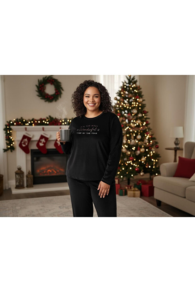 Women's Plus Size Velvet Tracksuit Set