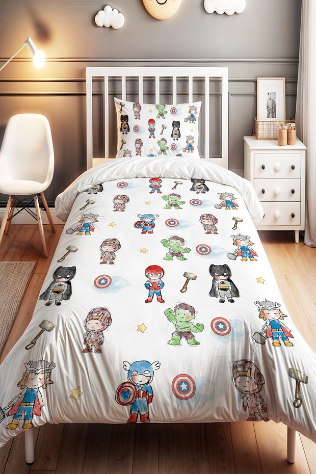 Hero Friends Patterned Single Baby Kids Bedding Set