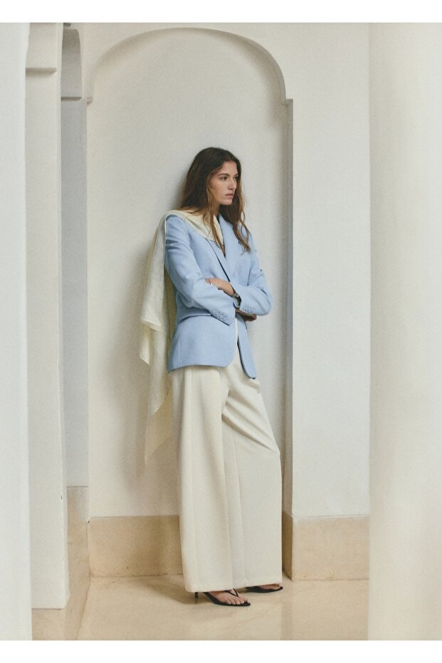 Düz kesim blazer ceket - 7