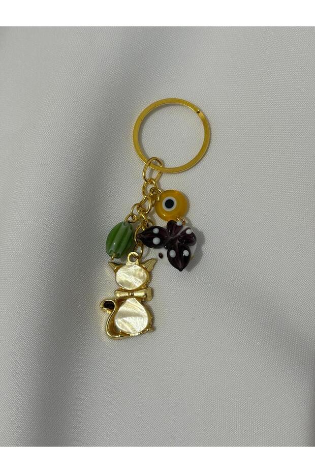 Cat and Butterfly Detailed Keychain