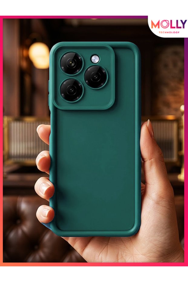 غطاء سيليكون سميك الحواف باللون الأخضر الصنوبري لهاتف TECNO SPARK 20 PRO