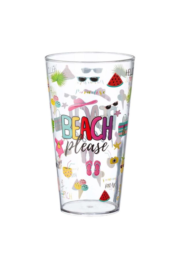 Pahar din Plastic Transparent Beach Please 600ml