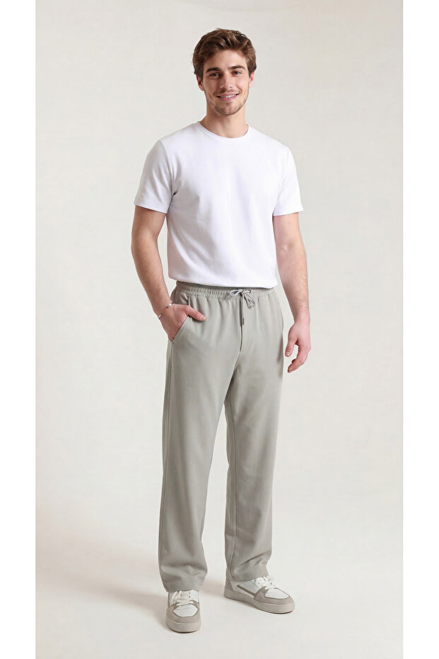 Men's Gray Baggy Fit Parachute Sweatpants Breathable Thin Summer Comfortable Fabric