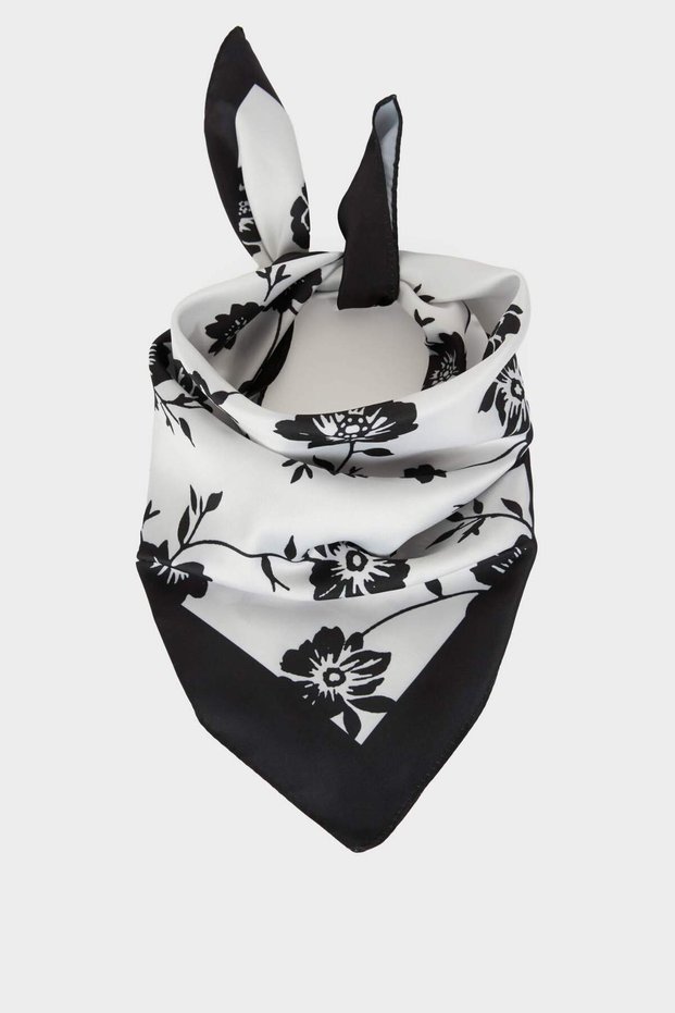Patterned Satin Scarf for Girls H4038A826Sm