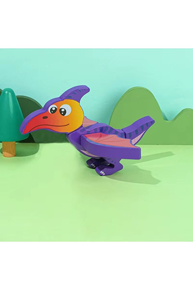 3D Magnetic Wooden Individual Dinosaur Puzzle ( 1 DINO - PURPLE )– Interactive STEM Toy