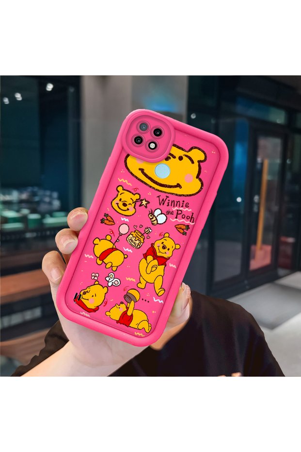 Realme C21 Compatible Pink Red Silicone Case Shockproof Camera Protection