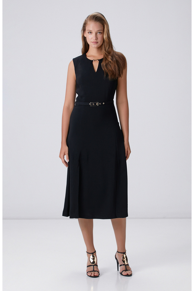 Siyah Fermuarlı Elbise - 4