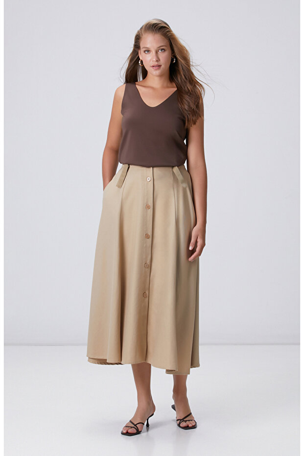 Bej Midi Etek - 2
