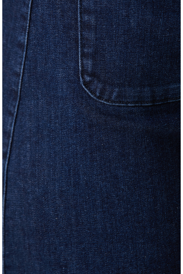 İndigo Cep Detaylı Denim Şort - 6