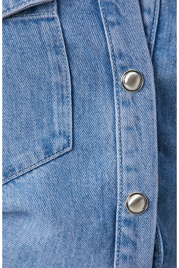 Indigo Tencel Denim Gömlek - 7