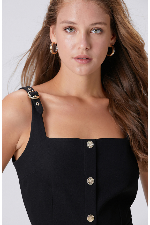 Siyah Mini Elbise - 2