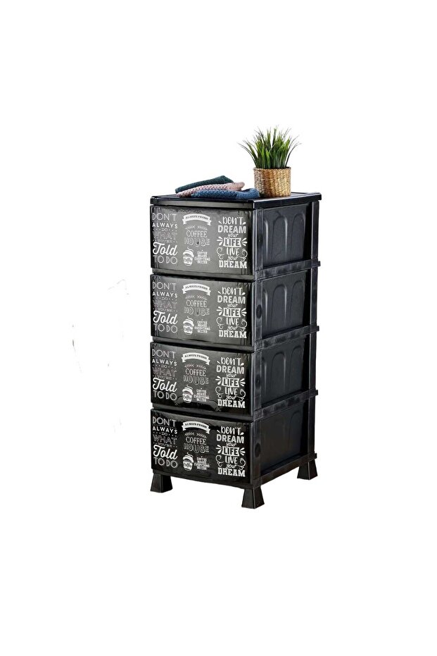 Ozhavan 4-Tier Plastic Drawer Unit, 90 cm, Assorted