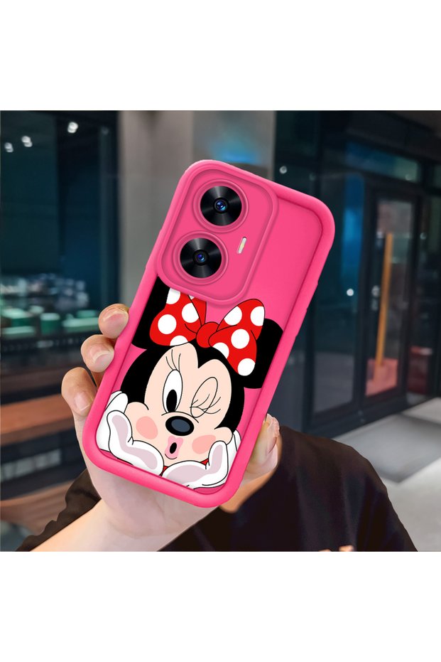 Realme C55 Compatible Pink Red Silicone Case Shockproof Camera Protection