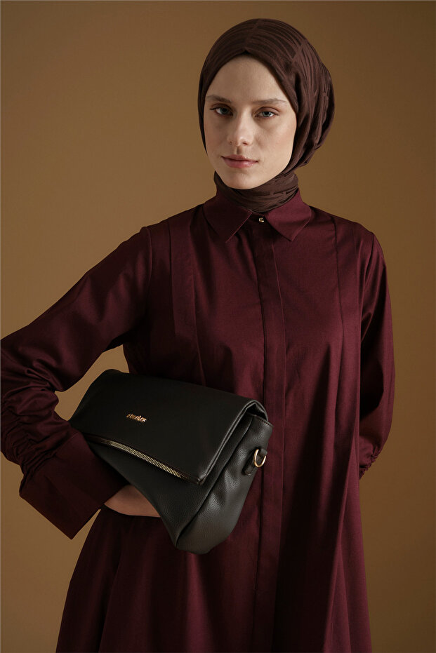 Oversize Tunik Elbise Mürdüm - 3