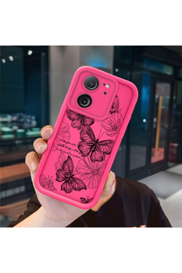 Mi 13t Pro/Mi 13t Compatible Pink Red Silicone Case Shockproof Camera Protection
