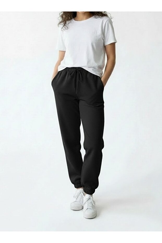Three-Thread Elastic Cuffed Combed Cotton Trousers - 2