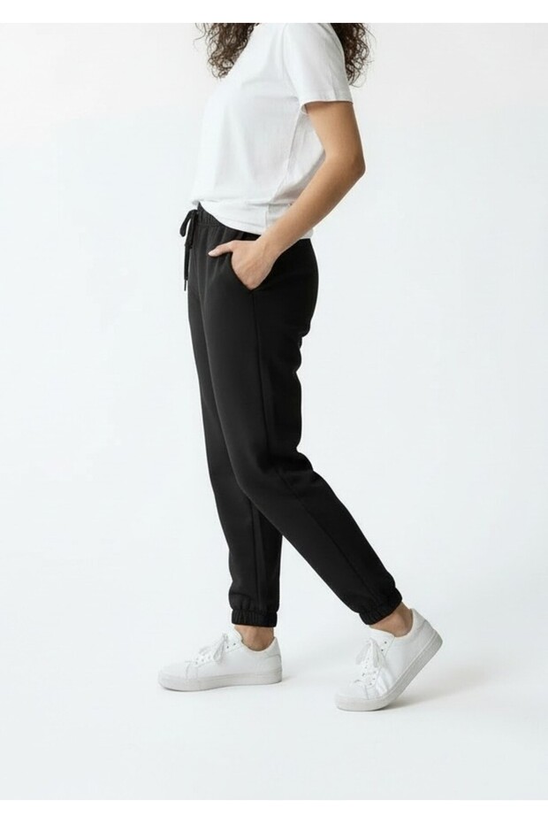 Three-Thread Elastic Cuffed Combed Cotton Trousers - 4