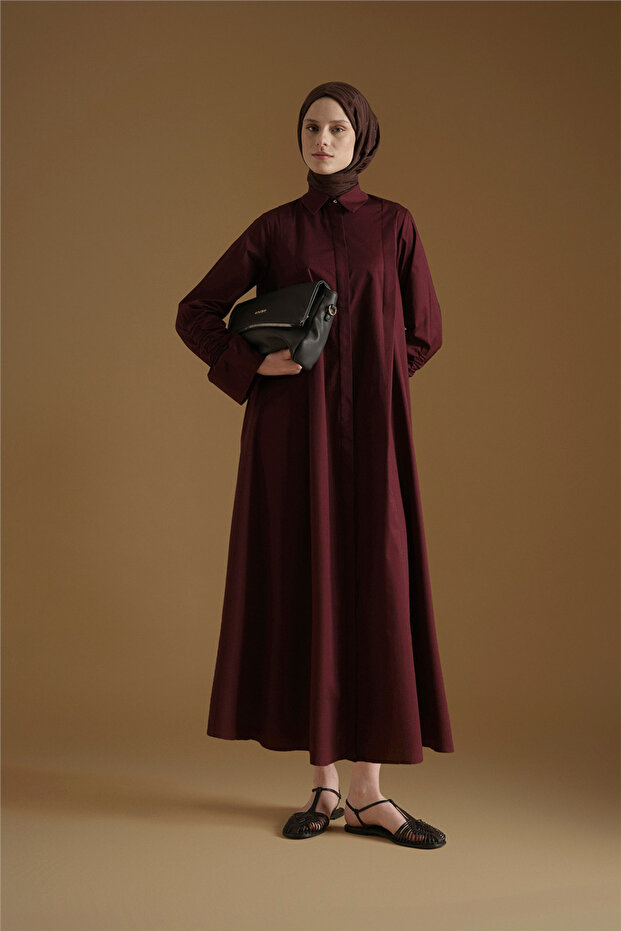 Oversize Tunik Elbise Mürdüm - 1