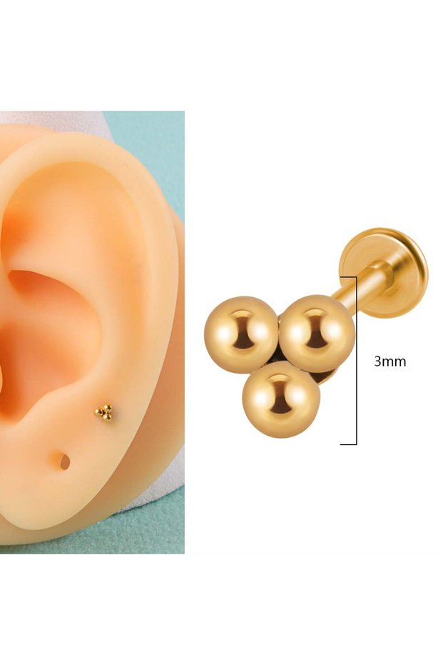1.2X8mm Style D 1PC 316L Surgical Steel 16G Gold Plated Cz Labret Lip Ring Crystal Cluster Ear Carti