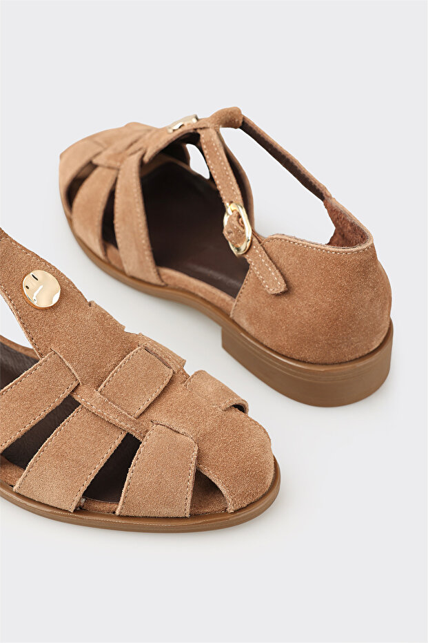 Taba Deri Kadın Sandalet - 5